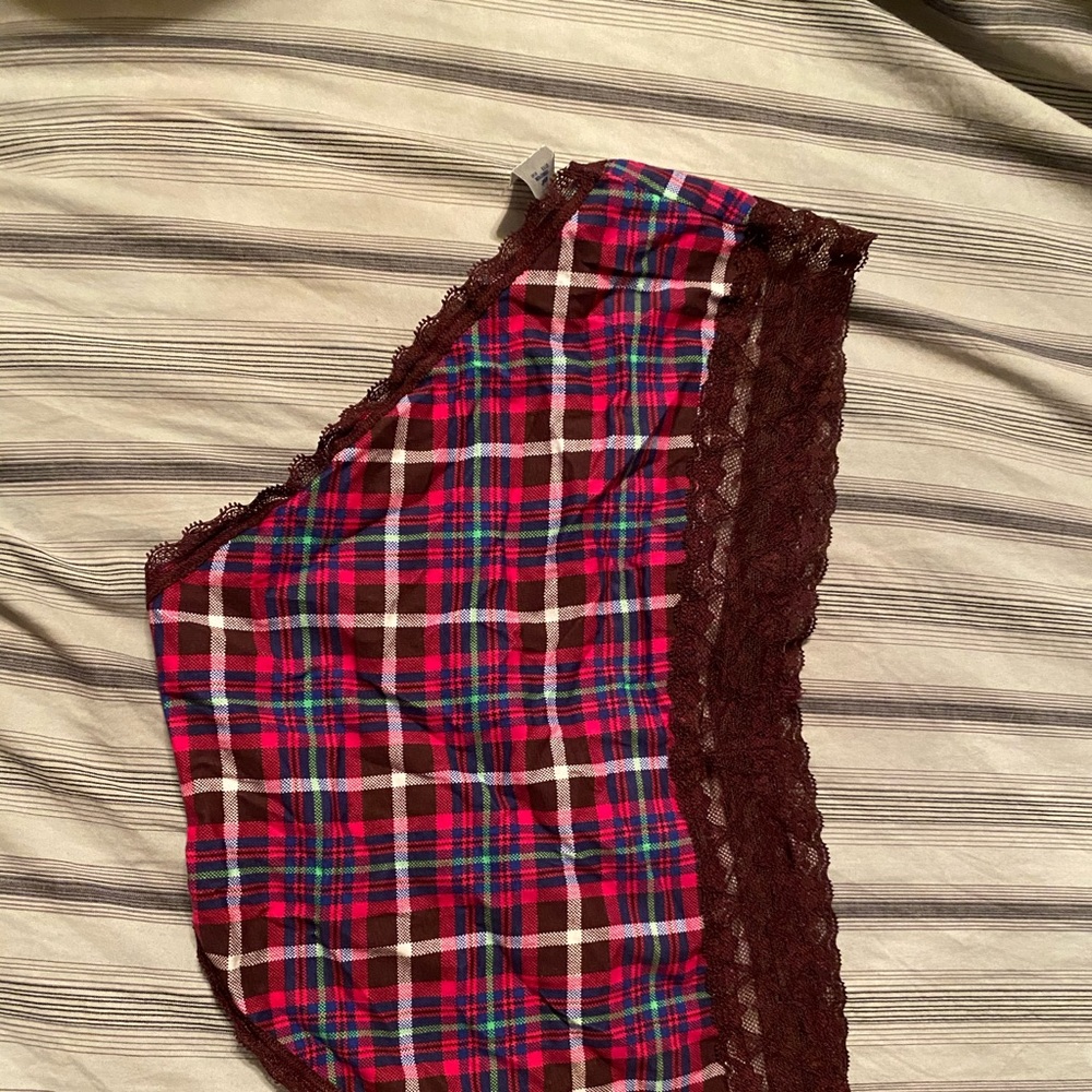Aerie Maroon plaid boy short panties